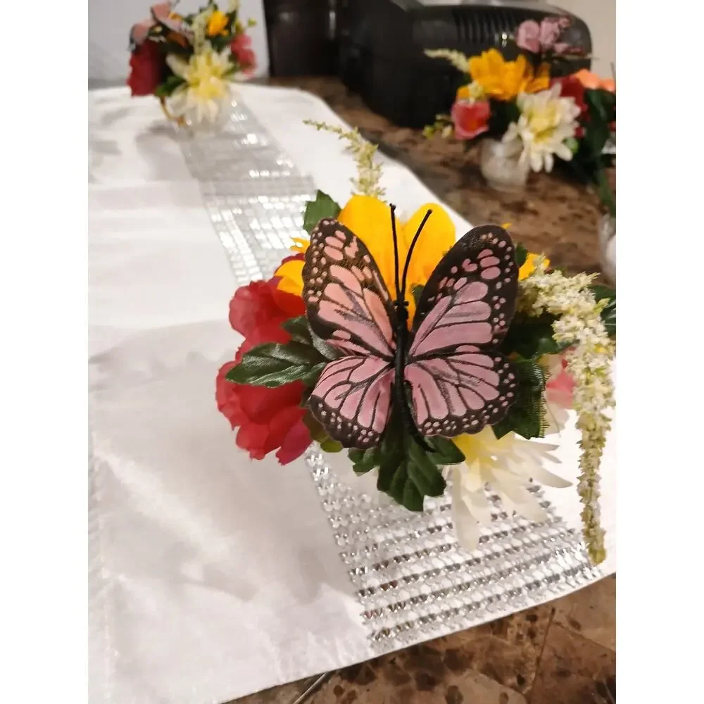 Pink‎ Butterfly Floral Arrangement Tea Cup POP-IN Bridal Party Birthday Get Well